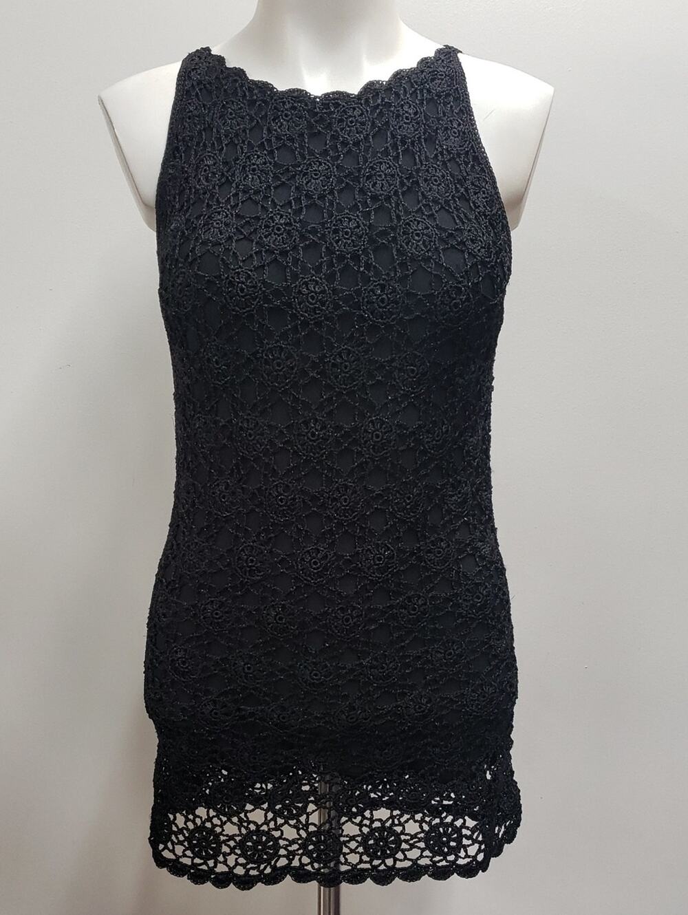 Inc International Concepts Black Crochet Lace Sleeveless Mini Dress Womens Small